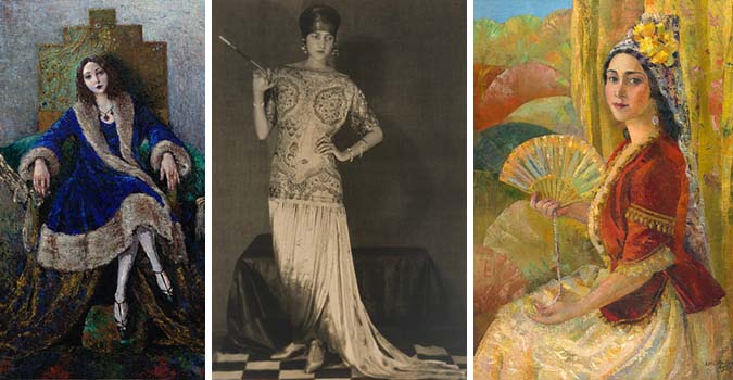 Left to right: Three portraits  Natashia Troubetskoia's Anaïs Nin, Man Ray's Peggy Guggenheim, and Loïs Mailou Jones's Lillian Evanti