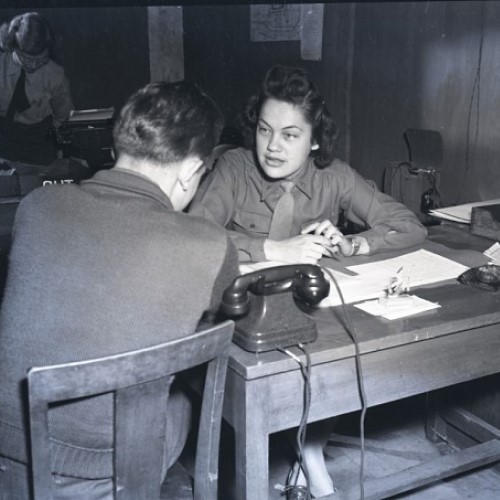 Grace Thorpe (Sac and Fox, 19212008) at work in General MacArthur’s headquarters in Tokyo, Japan, in December 1945.